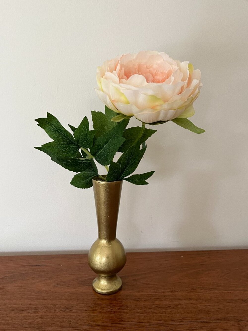 Everly Quinn Handmade Metal Bud Vase Brass Gold Finish Peony Flower